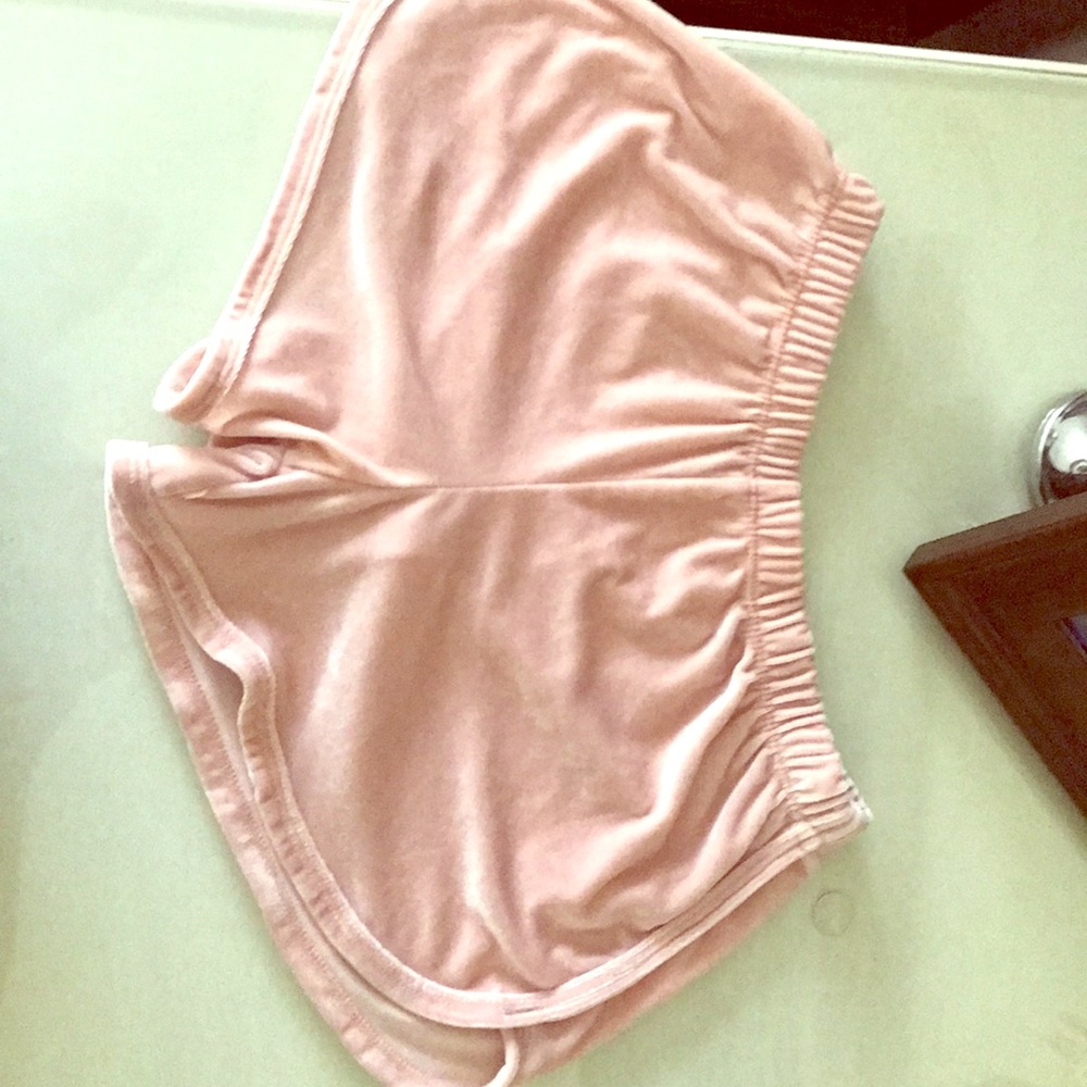 Brandy Melville Pink Velvet Shorts